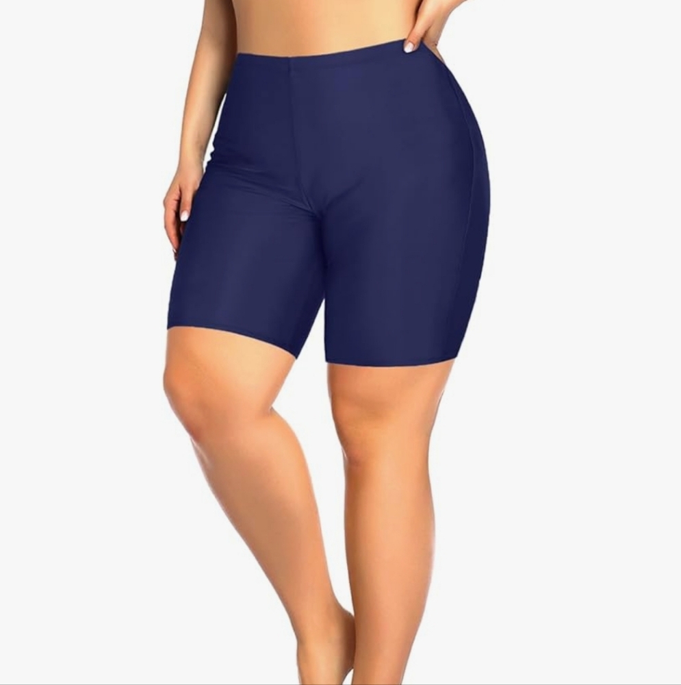 Aqua Eve Navy High Waisted Bikini Bottom with Built in Briefs Size 14W